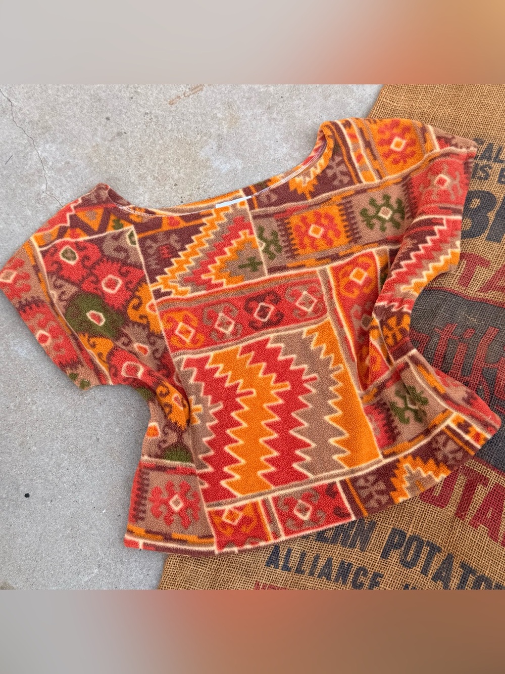 Handmade western native Aztec print top